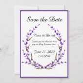 Landelijke Elegante Chic Paarse Bloemen Save the D Kaart (Voorkant)