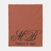 Landelijke Elegante Monogram Pasgetrouwd Stel Fleece Deken (Voorkant)