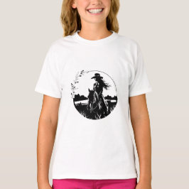 Landelijke Elegante Paard Cowgirl Westers Paardrij T-shirt