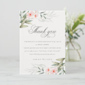 Landelijke Elegante Roze Groene Bloemrijke Bruidsd Bedankkaart (Staand voorkant)