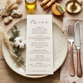 Landelijke Elegante Script Bruiloft Ontvangst Dine Menu