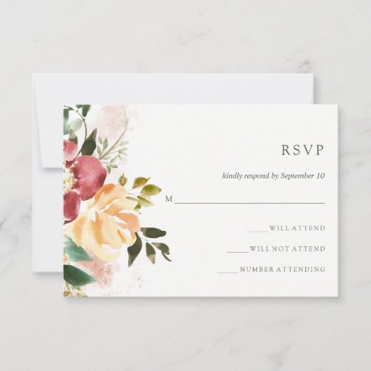 Landelijke Elegantie | Bloemige Huwelijksreactie RSVP Kaartje (Voorkant)