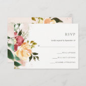 Landelijke Elegantie | Bloemige Huwelijksreactie RSVP Kaartje (Voorkant / Achterkant)