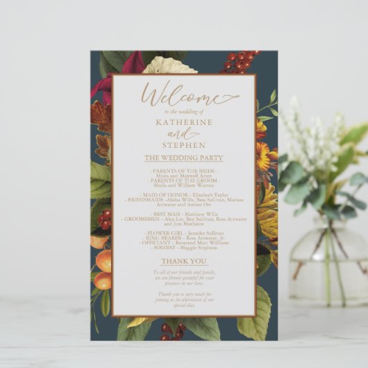 Landelijke Elegantie Bloemstuk Trouwprogramma (Staand voorkant)