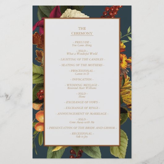 Landelijke Elegantie Bloemstuk Trouwprogramma (Achterkant)