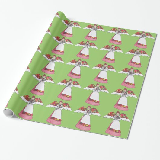 Landelijke engel (Rood) inpakpapier (Uitgerold)