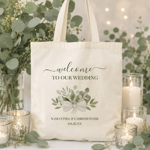 Landelijke Eucalyptus Boeket Elegante Trouw Welkom Tote Bag