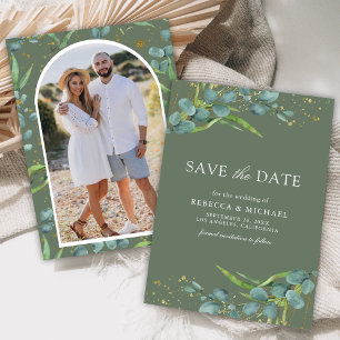 Landelijke Eucalyptus Foto Salie Groene Trouwdag Save The Date