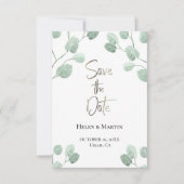 landelijke eucalyptus groen save the date kaart (Voorkant)