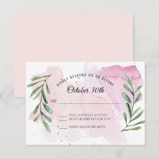 Landelijke Eucalyptusblad Goud Moderne Waterverf R Kaart (Voorkant / Achterkant)