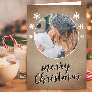 Landelijke familiefoto Sneeuwvlok Prettig Kerstfee Feestdagen Kaart