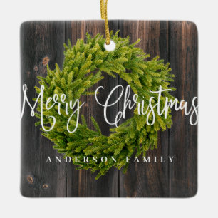 Landelijke feestelijke kerstgroet keramisch ornament