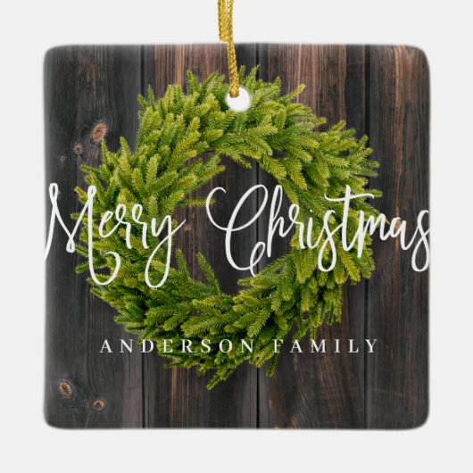 Landelijke feestelijke kerstgroet keramisch ornament (Voorkant)