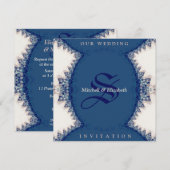 Landelijke - Folk Donkere Blauwe+Zwembruiloft Kaart (Voorkant / Achterkant)