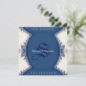 Landelijke - Folk Donkere Blauwe+Zwembruiloft Kaart (Staand voorkant)