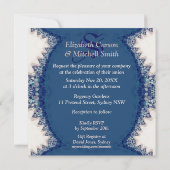 Landelijke - Folk Donkere Blauwe+Zwembruiloft Kaart (Achterkant)