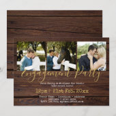 Landelijke FOTO verlovingsfeest uitnodigingen hout (Voorkant / Achterkant)