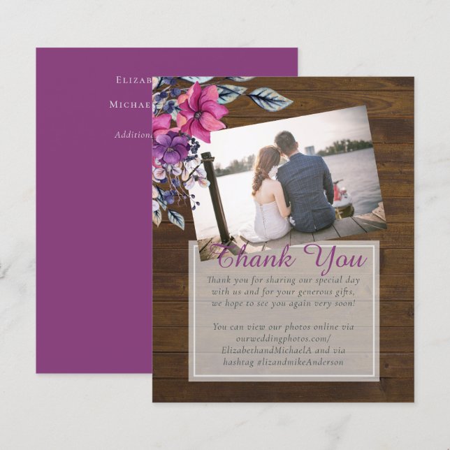 Landelijke Fuchsia Bloemen Bosbruiloft (Voorkant / Achterkant)