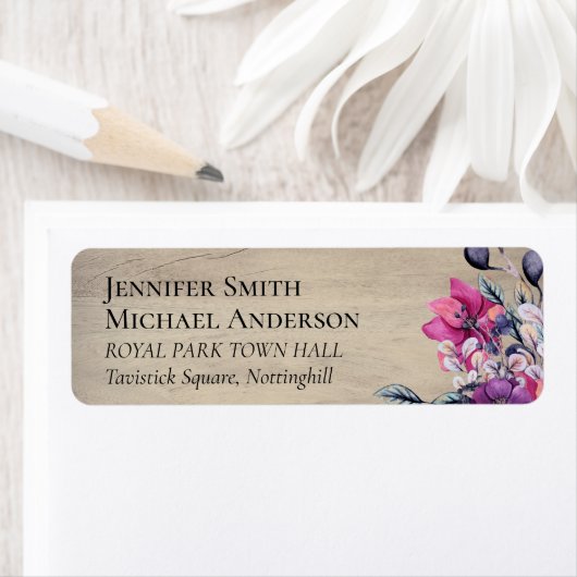 Landelijke Fuchsia Bloemen Bosbruiloft Etiket (Insitu)