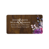 Landelijke Fuchsia Bloemige Bosbruiloft Etiket (Voorkant)