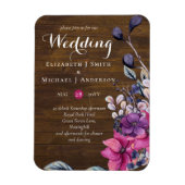 Landelijke Fuchsia Bloemige Bosbruiloft Magneet (Verticaal)