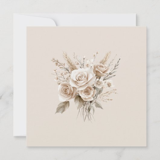 Landelijke gedroogde wilde bloemen en witte rozen  save the date (Achterkant)