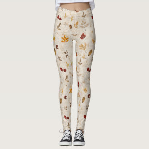 Landelijke geelbruine bladeren met vintage herfsts leggings