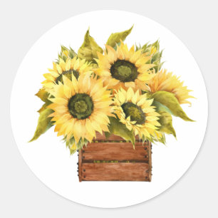 Landelijke Gele Bloemen Landelijke Bloemen Zonnebl Ronde Sticker