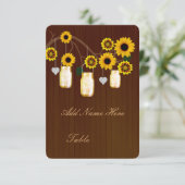 Landelijke gele metseljars tafel plaatskaart (Staand voorkant)