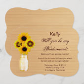 Landelijke gele metselpot bruidsmeisje kaart (Voorkant / Achterkant)