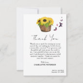 Landelijke Gele Zonnebloem Bruidsdouche Bedankkaart (Voorkant)