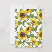 Landelijke Gele Zonnebloem Bruidsdouche Bedankkaart (Achterkant)