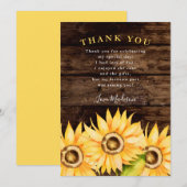Landelijke Gele Zonnebloem Verjaardagsfeestje Bedankkaart (Voorkant / Achterkant)