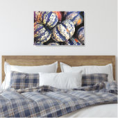 Landelijke gestreepte pompoenen canvas afdruk (Insitu (Slaapkamer))