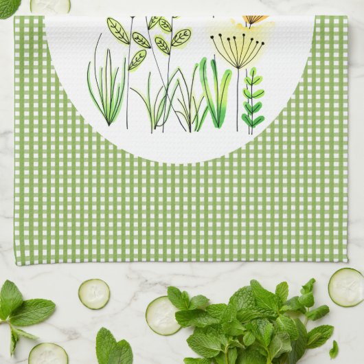 Landelijke gingham in de thuisstijl en Wildflower Theedoek (Gevouwen)