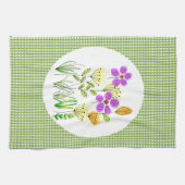 Landelijke gingham in de thuisstijl en Wildflower  Theedoek (Horizontaal)