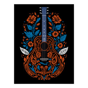 Landelijke Gitar Kunst Perfect Poster
