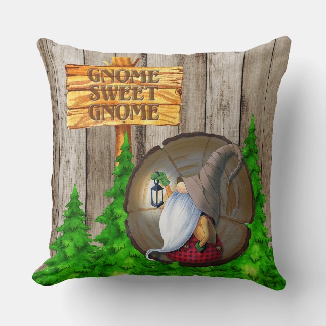 Landelijke Gnome Zoete Gnome Kussen (Voorkant)