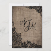 Landelijke gotische zwarte kanten burlap bruiloft  kaart (Achterkant)