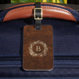 Landelijke gouden monogram elegante bagagelabel