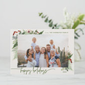 Landelijke Groene Aardetinten Beige Groen Droge Bo Feestdagenkaart (Staand voorkant)