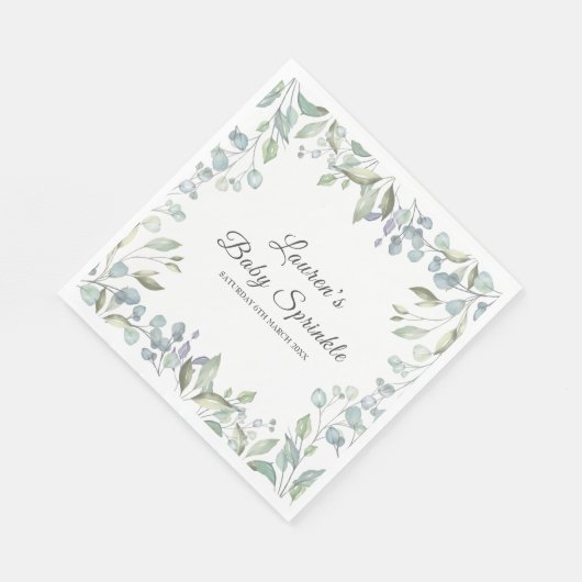 Landelijke groene bloemen baby sprinkle feest servet (Hoek)