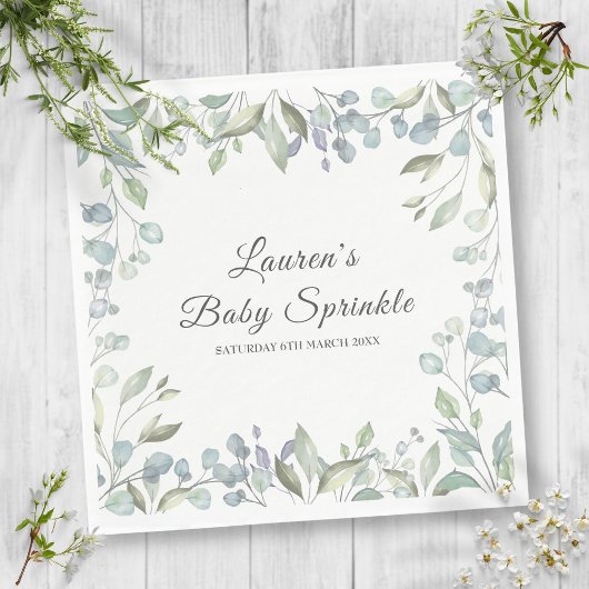 Landelijke groene bloemen baby sprinkle feest servet
