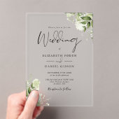 Landelijke groene bloemige elegante moderne trouw acryl uitnodigingen (Insitu (Draagbaar))