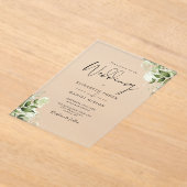 Landelijke groene bloemige elegante moderne trouw acryl uitnodigingen (Laagn)