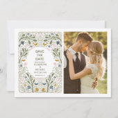Landelijke groene bosvaren bruiloft save the date (Voorkant)