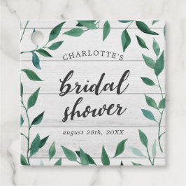 Landelijke groene bruidsdouche bedankjes labels