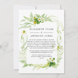 Landelijke groene bruiloft met beperkte gastlijst aankondiging