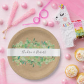 Landelijke groene eucalyptus bloemenslingers bruil papieren bordje (Feest)