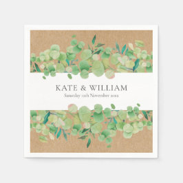 Landelijke groene eucalyptus bloemenslingers bruil servet
